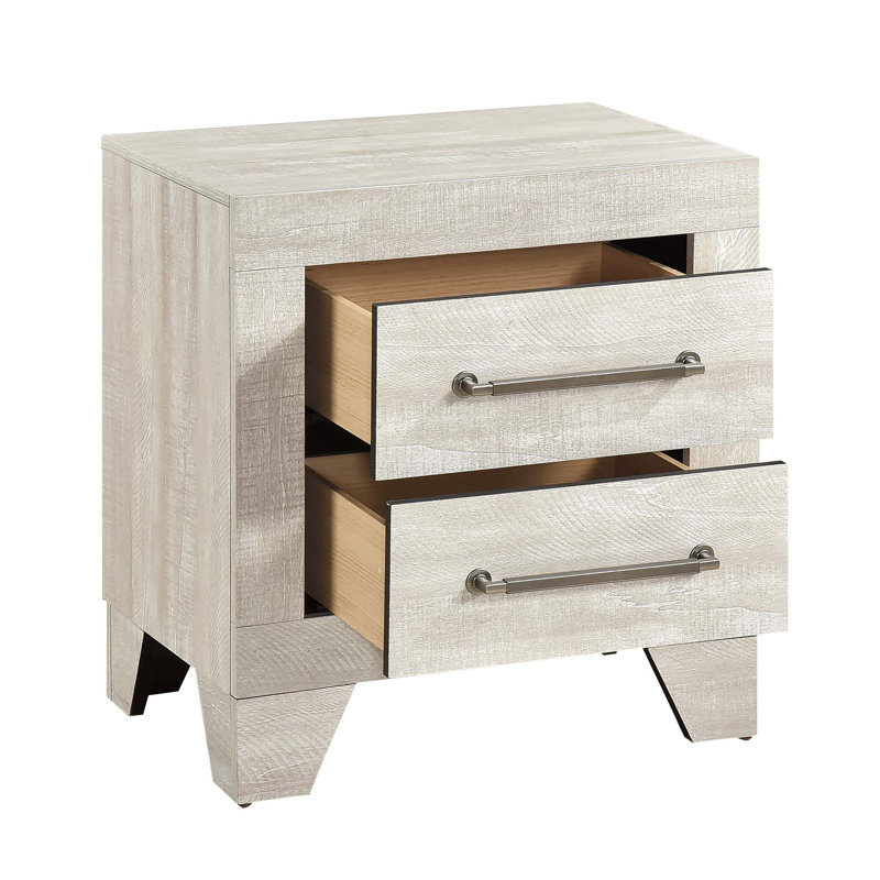 Table de chevet contemporaine en chêne avec 2 tiroirs 1Pc