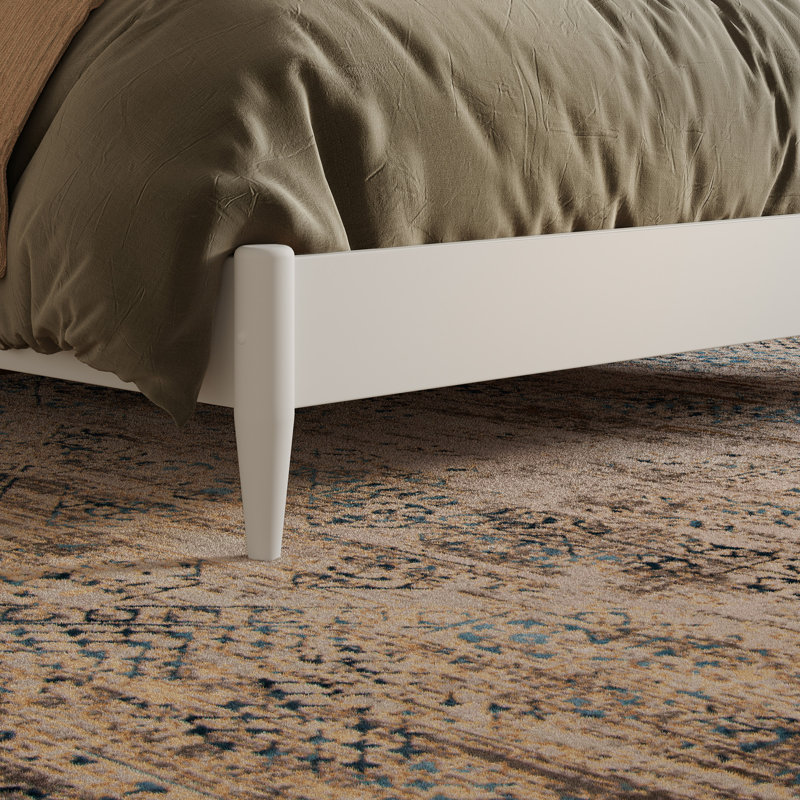 Lit plateforme en bois massif Audriel, Blanc, Grand