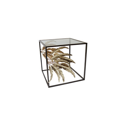 Aaditri Glass Top Block End Table