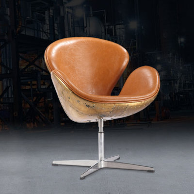 Rupini Faux Leather Swivel Wingback Chair