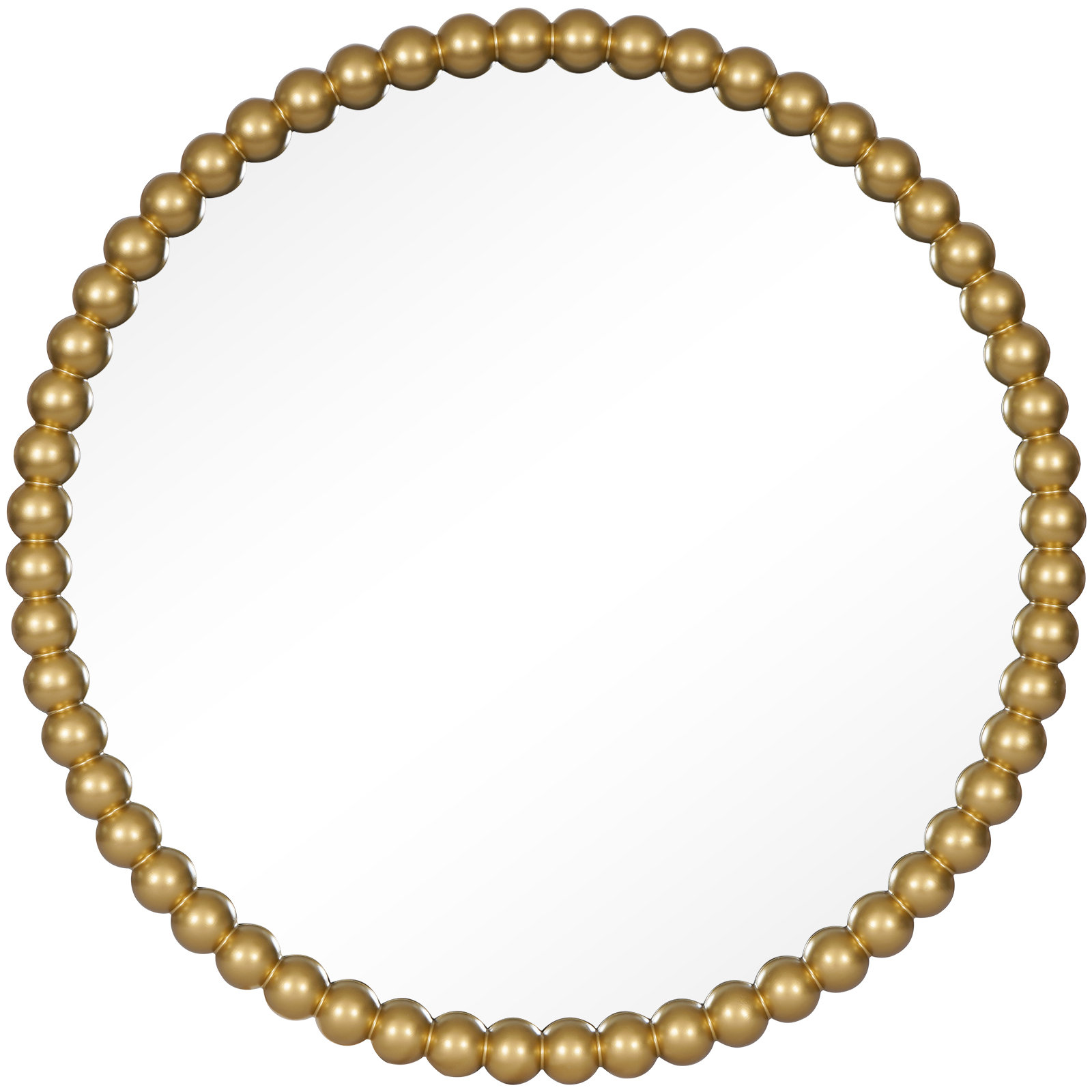Ayde Round Solid Wood Bead Accent Mirror Home Decoration, 36" x 36", Gold