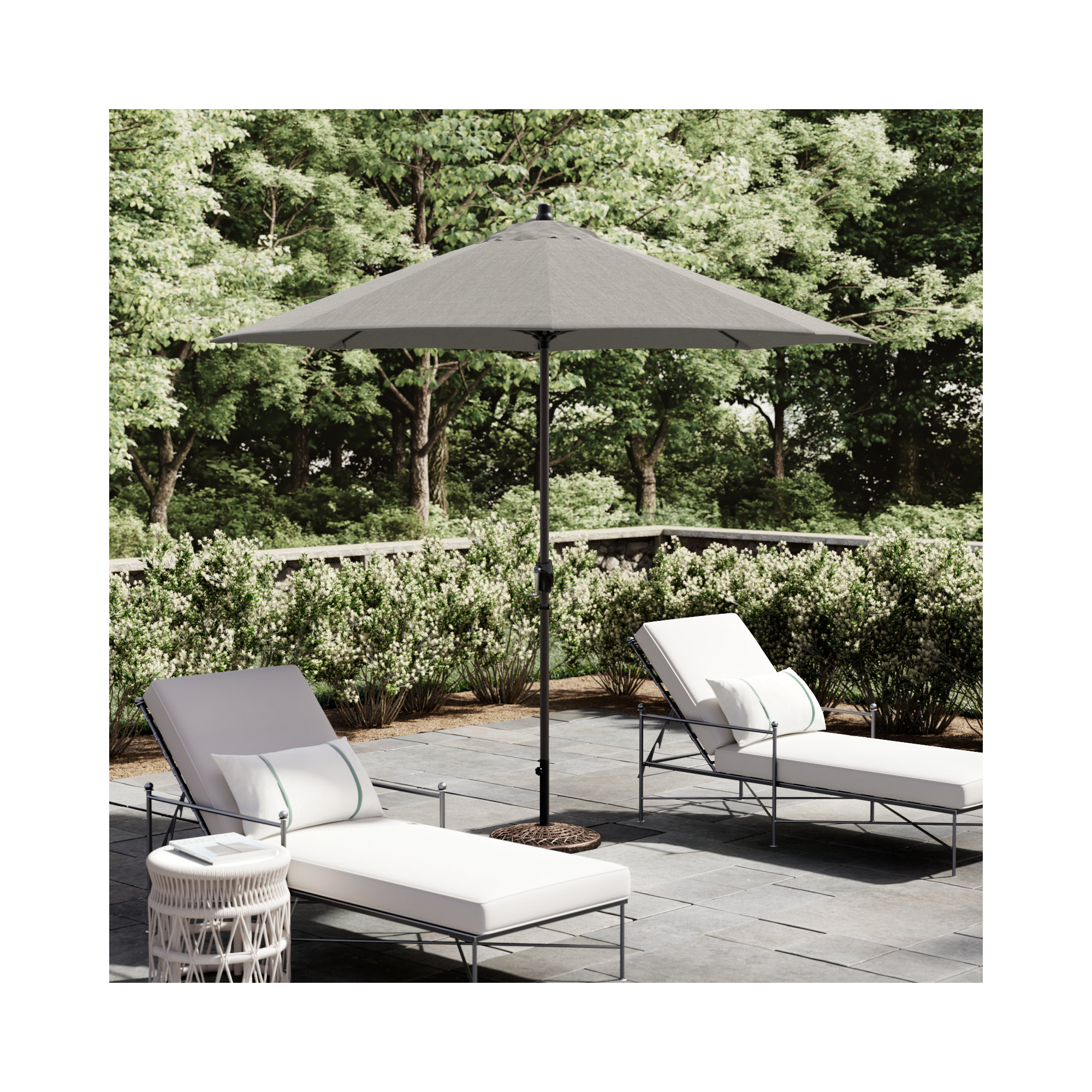 Deshaun 9' Market Sunbrella® Umbrella, Canvas Granite Sunbrella® Canvas
