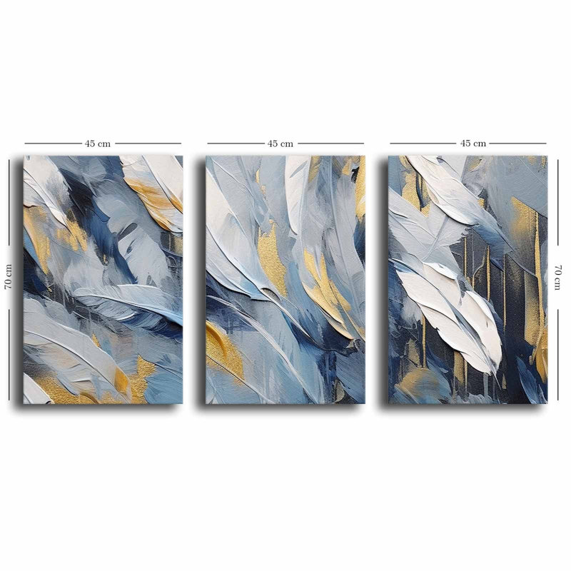 Stunning Decorative Canvas Painting Set (3 Pieces), 100% Canvas, Total Size: 57.1 x 27.6 inches | 100% Pine Wood Frame, Thickness: 0.1 inches | Perfect for Living Room & Bedroom Decor, Vibrant Colors and Elegant Design
