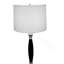 Lampe de table haute 30 po en bois et chrome, abat-jour en lin blanc