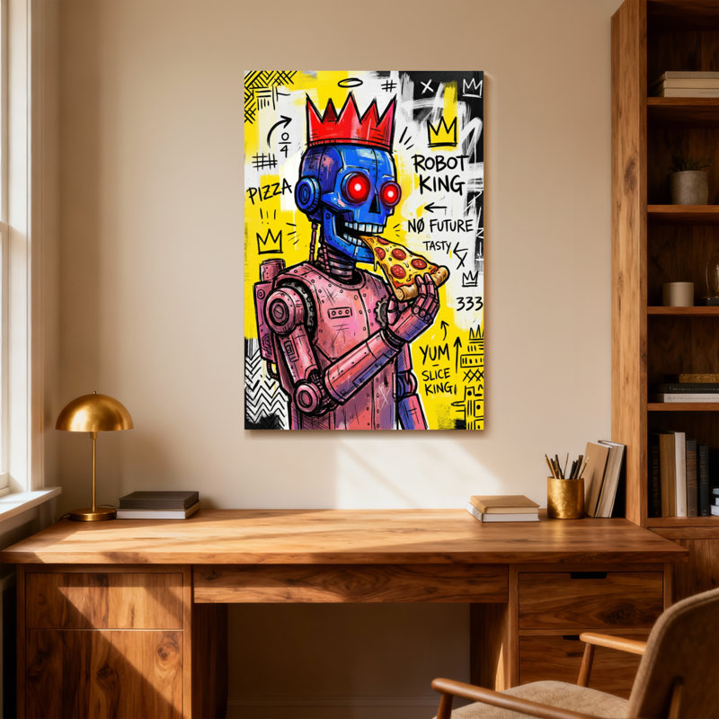 «Fashion Robot King Pizza», impression sur toile de style graffiti, H 24 po x l 16 po
