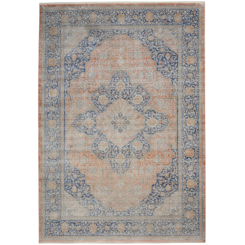 Tapis oriental orange / bleu / gris Coronita, Rectangle 8 pi 6 po x 11 pi 6 po