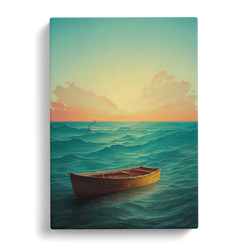 Boat Behind The Sun - Print, No Matte, 50cm H x 35cm W x 3cm D, Wrapped Canvas