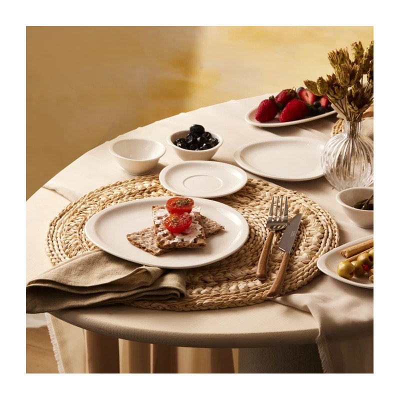 Ensemble de petit-déjeuner élégant 26 pièces, 100% porcelaine | Comprend 6 assiettes de service (8,5 x 8,5 po), 6 tasses à thé, 6 assiettes à soucoupe (4,7 x 4,7 x 0,8 po), 2 assiettes (7,5 x 4,6 po), 2 assiettes à fromage (5,9 po), 4 bols (3,3 po