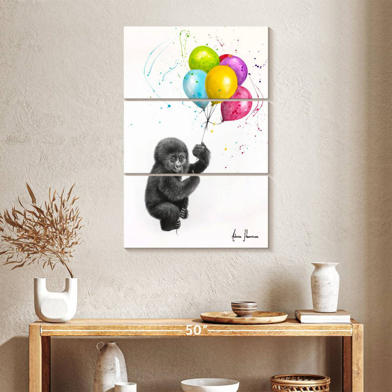 Bébé gorille et les ballons Brampt, H 38 po x l 24 po