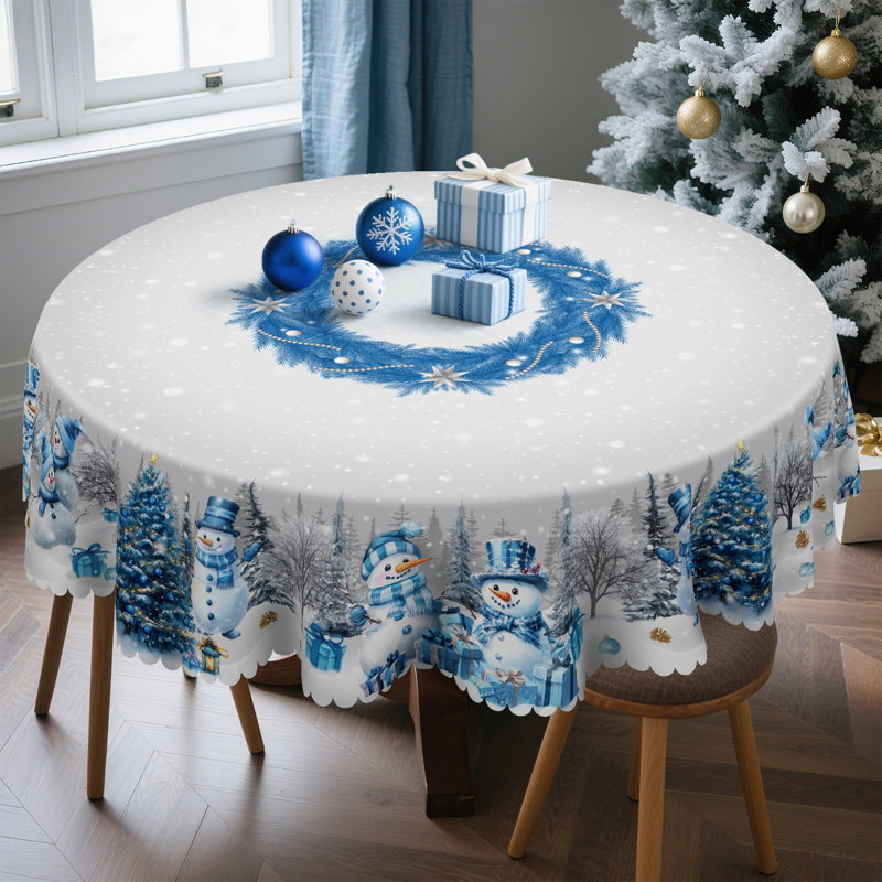 Nappe bleue en polyester lavable Père Noël