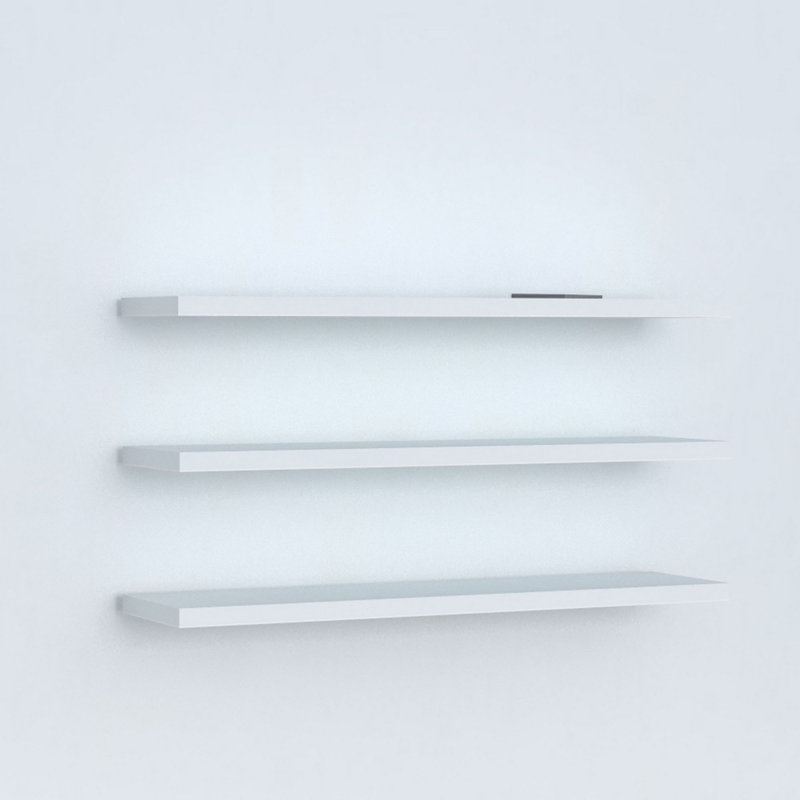 Modern Wall Shelf Set (3 Pieces), White, 23.6 x 0.8 x 5.7 inches | 100% Melamine Coated Particle Board, Durable & Stylish | Fixed to Wall for Additional Storage, Perfect for Living Room & Office Decor