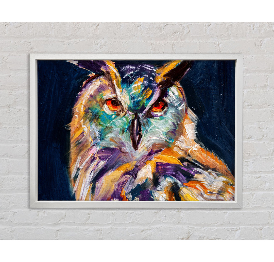 The Vivid Owl Stare - Einzelner Bilderrahmen Kunstdrucke auf Leinwand