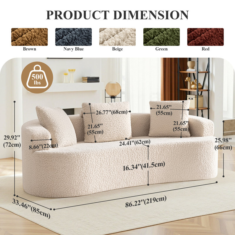 Canapé en tissu pelucheux Boneless, Beige