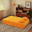 Lit simple avec oreiller, compressible, jaune, pour chambre d'amis - Léger, aucun assemblage requis, salon pliant jaune, confortable et polyvalent, rembourrage en mousse de fibre