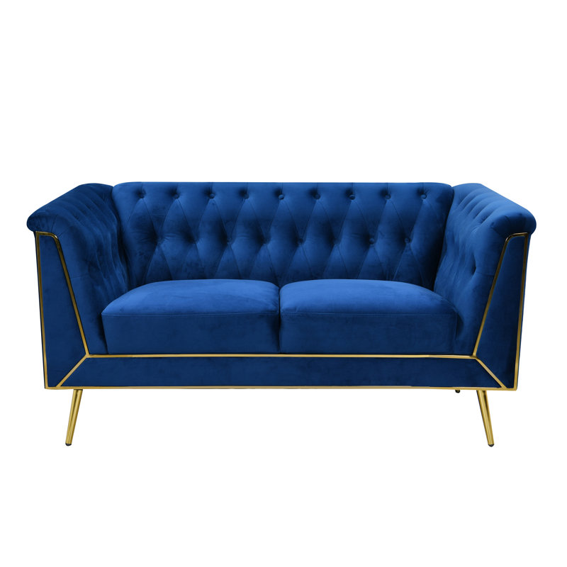 Causeuse en velours 57 po Sardella , Bleu