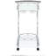 Chariot à 2 barres blanc avec tablette en verre, porte-verres à pied et trois bouteilles de vin pour la salle à manger, tablette en métal de 33,53 pouces de hauteur, amélioration du style de la pièce