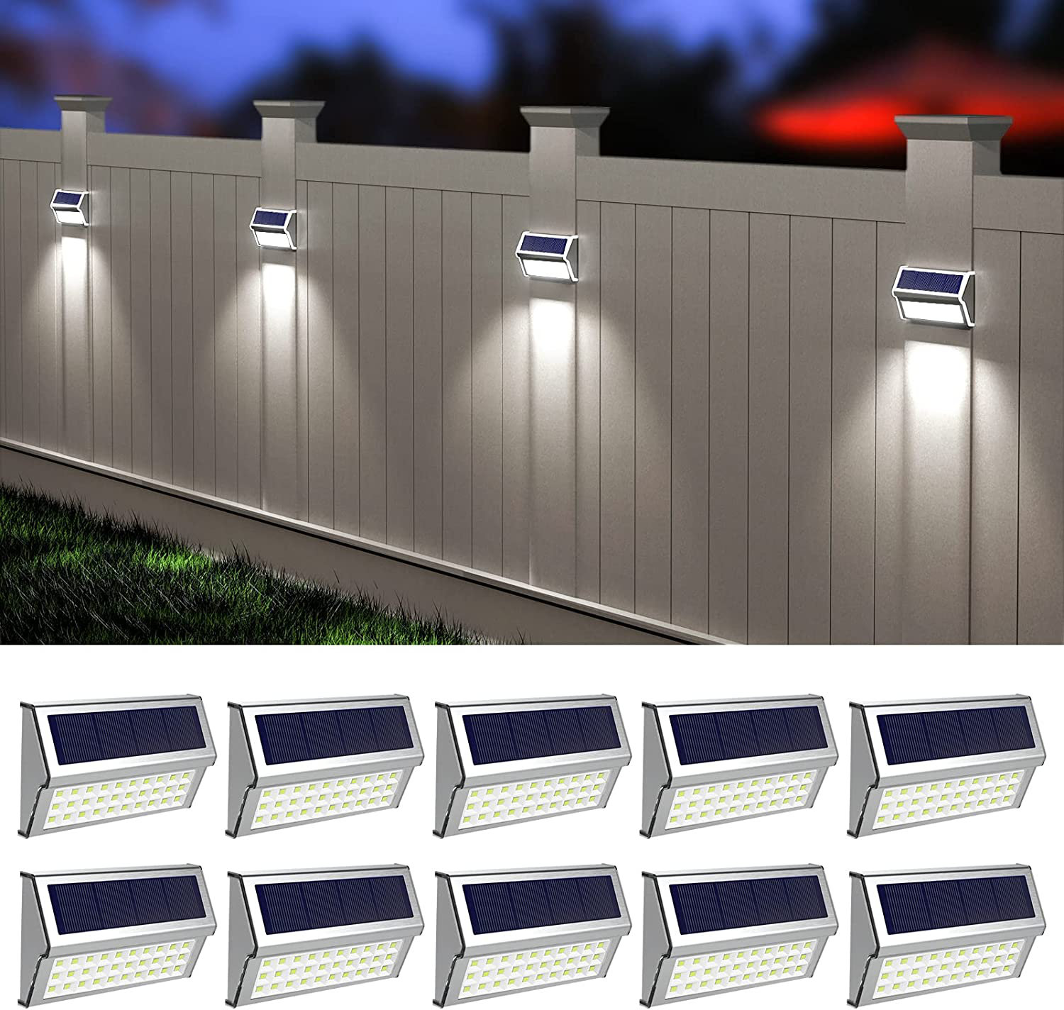 Silver Low Voltage Solar Powered Integrated LED Step Light Pack