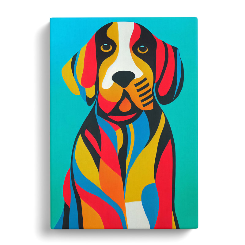 Colourful Dog No.1 Abstract - Wall Art, Wrapped Canvas, 50cm H x 35cm W x 3cm D, No Matte