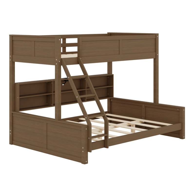Lit superposé avec armoires de rangement et ports USB, Bois antique, Simple TG sur grand