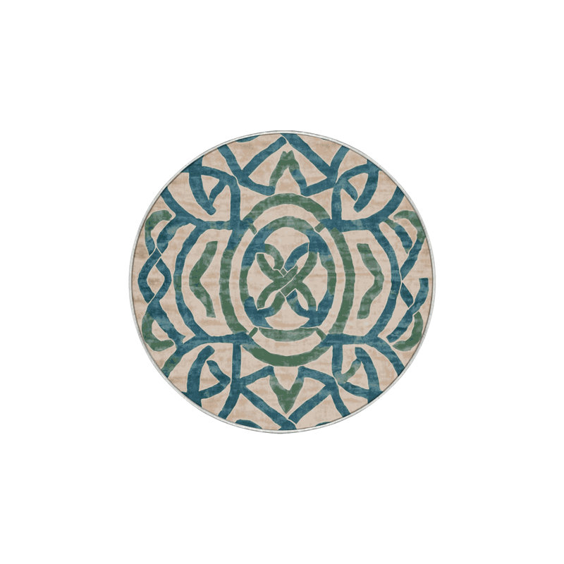 Machine Washable Beige Area Rug, Round 4'