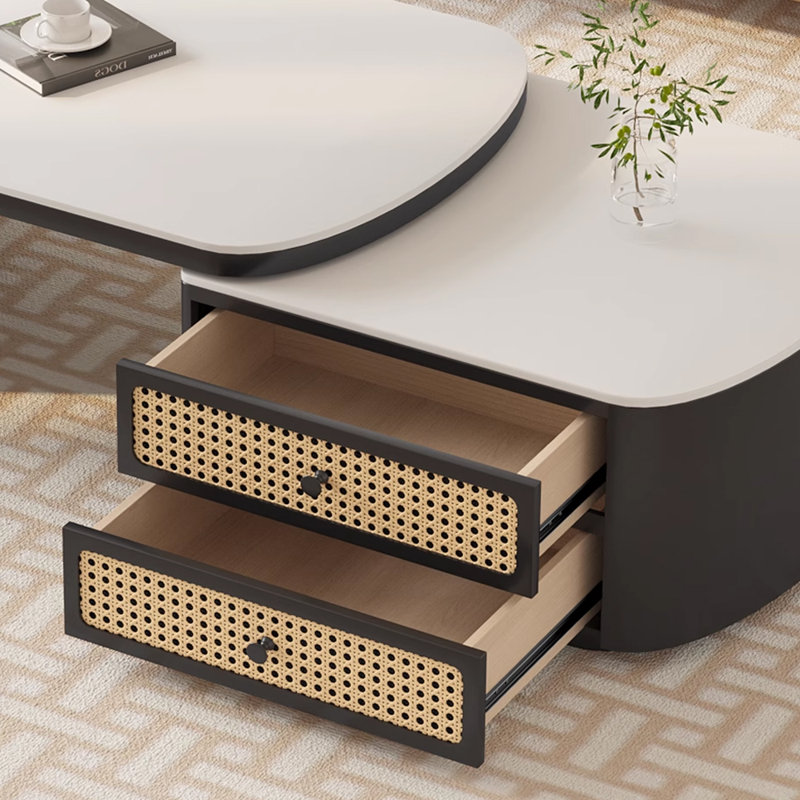 Table basse luxueuse plaquée de granit de luxe, Noir