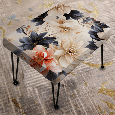 Coastal Tranquil Florals Collage Unveiled V - Floral Rectangle Ottoman