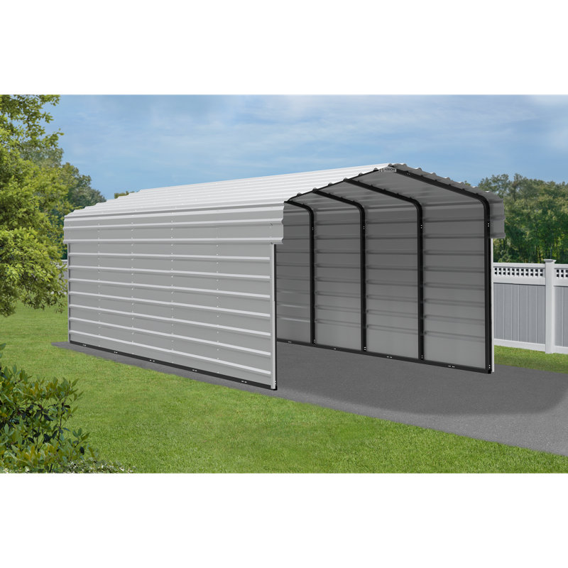 Abri d'auto en acier avec 2 ensembles de parois latérales, 10 x 24 x 7, Blanc