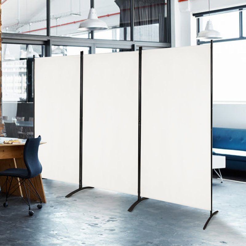 Ecevit 3 - Panel Folding Room Divider, White, 183cm H x 260cm W x 50.8cm D