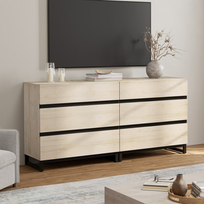 Aadam Modern TV Stand For Tvs Up To 70 Inch, Entertainment Center TV Console With 6 Drawers And Base, Media Console For Living Room, Bedroom