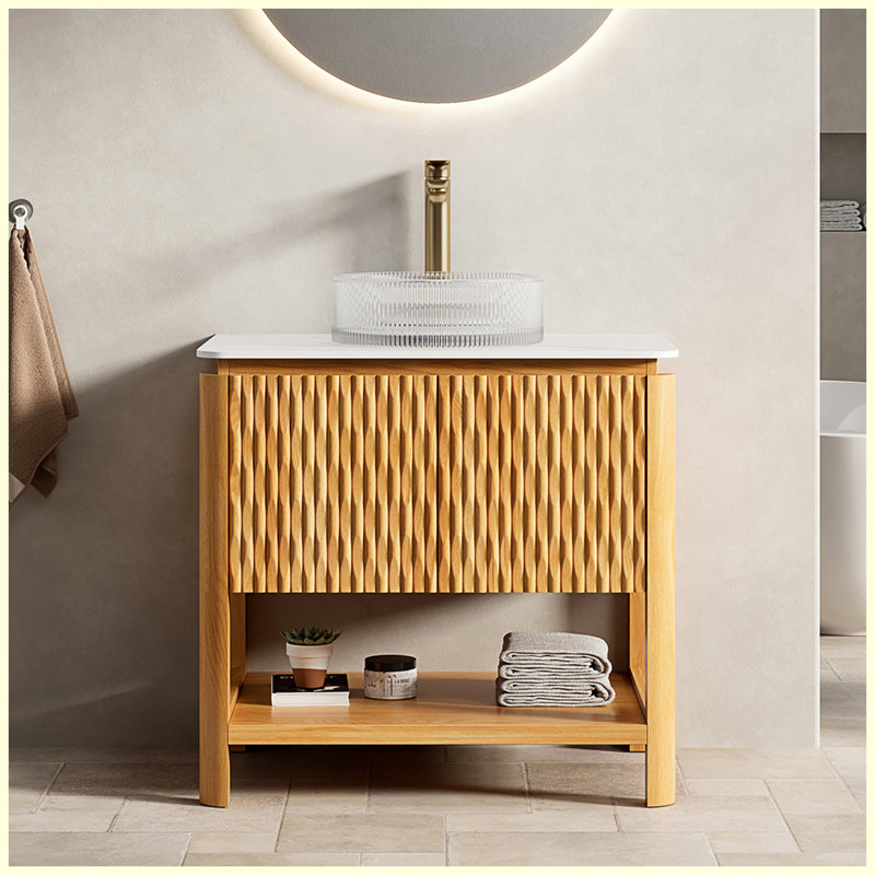 30" Freestanding White Plywood Storage Bathroom Vanity with Soft-Close Storage