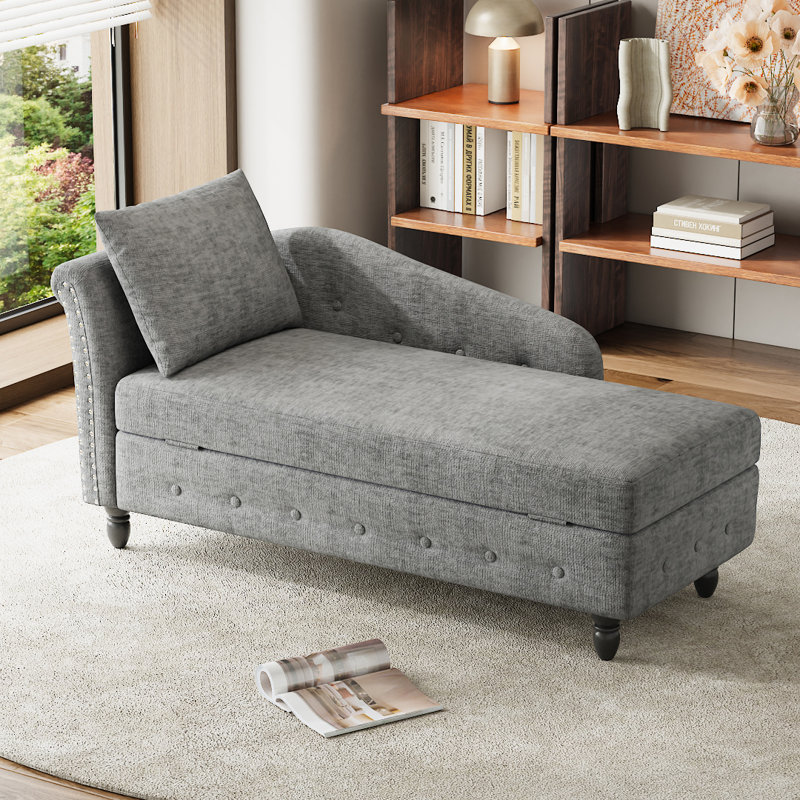 Upholstered Chaise Lounge, Grey