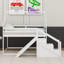 Lit simple mezzanine ou superposé simple avec escalier et toboggan-505796527