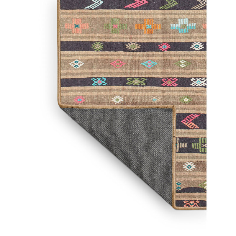 Tapis contemporain vert / gris / brun, Rectangle 4 pi x 6 pi