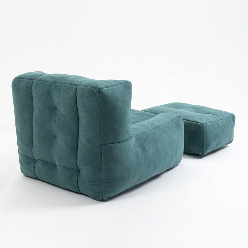 Plush Memory Foam Bean Bag Chair with Ottoman | Ergonomic Lazy Sofa for Adults | Super Soft Modern Design for Living Room/Bedroom/Apartment