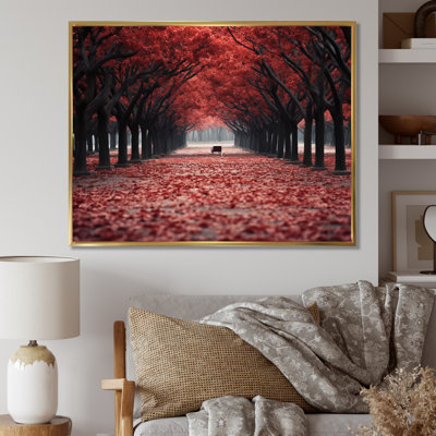 Red And Grey Tree Solitude III Framed On Canvas Print