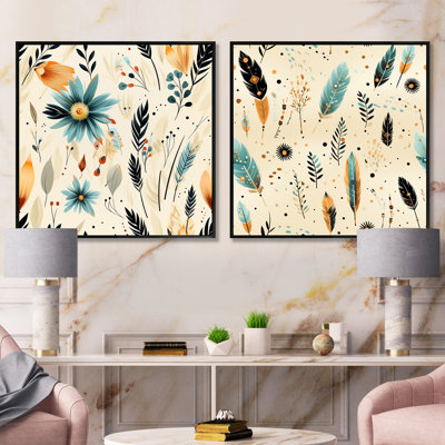 Rainer - Abstract Botanicals Square Collage Set Of 2