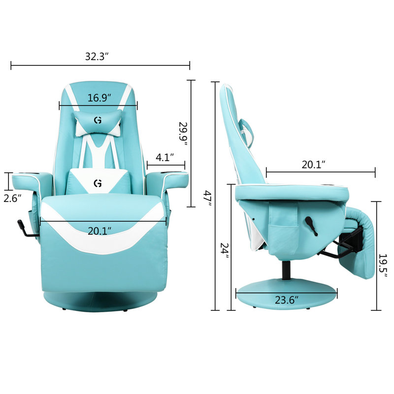 Queen Throne Video Gaming Chair Ergonomic Recliner, High Back Swivel Chair with Footrest, Backrest, 47" H x 32.3" W x 20.1" D