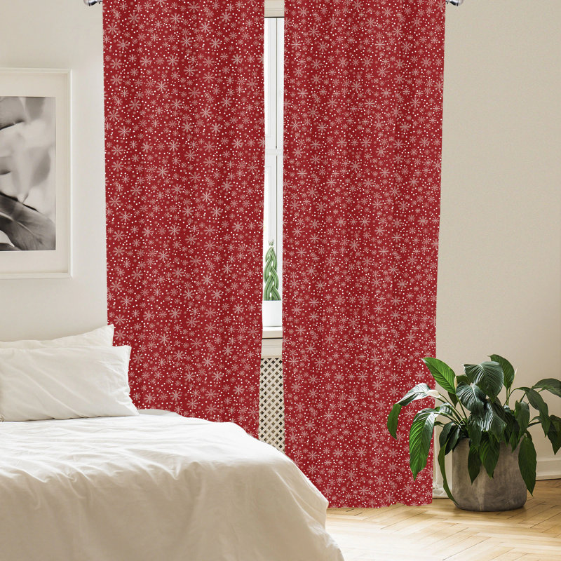 Ruby Red Polyester Room-Darkening Rod Pocket Curtain Panels