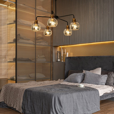 5-Light Modern Dimmable Mercury Glass Chandelier
