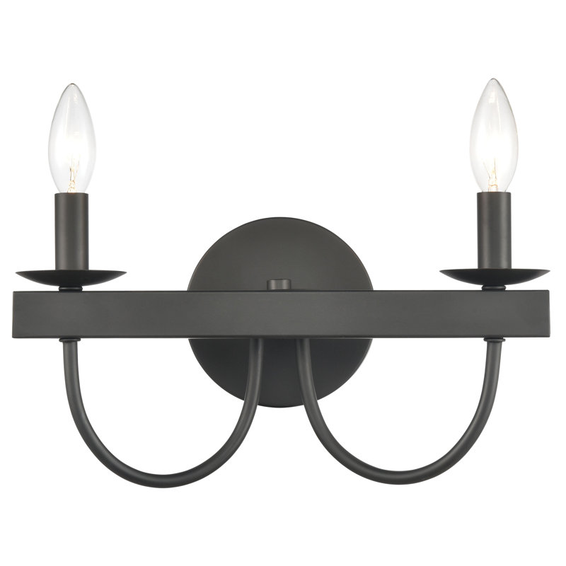 Williamson 14'' Wide 2-Light Vanity Light - Black, 2 Lights, 8" H x 14" W x 5" D, E26 Bulb