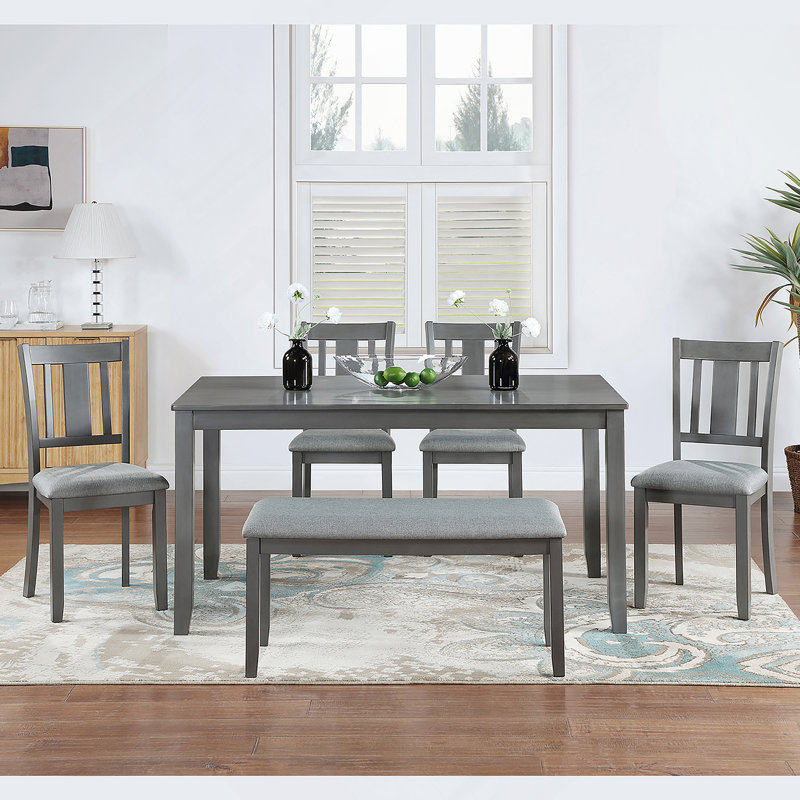 6-Piece Dining Table Set, Gray, Gray