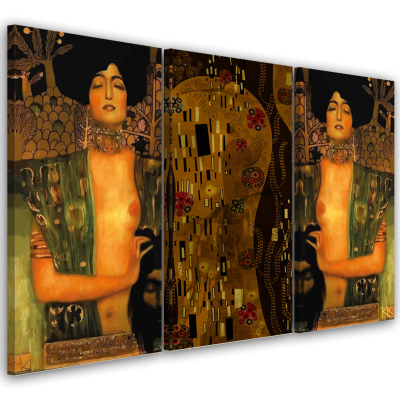Judyta With The Head Of Holofernes - 3 Piece Wrapped Canvas Print Set, 80cm H x 120cm W