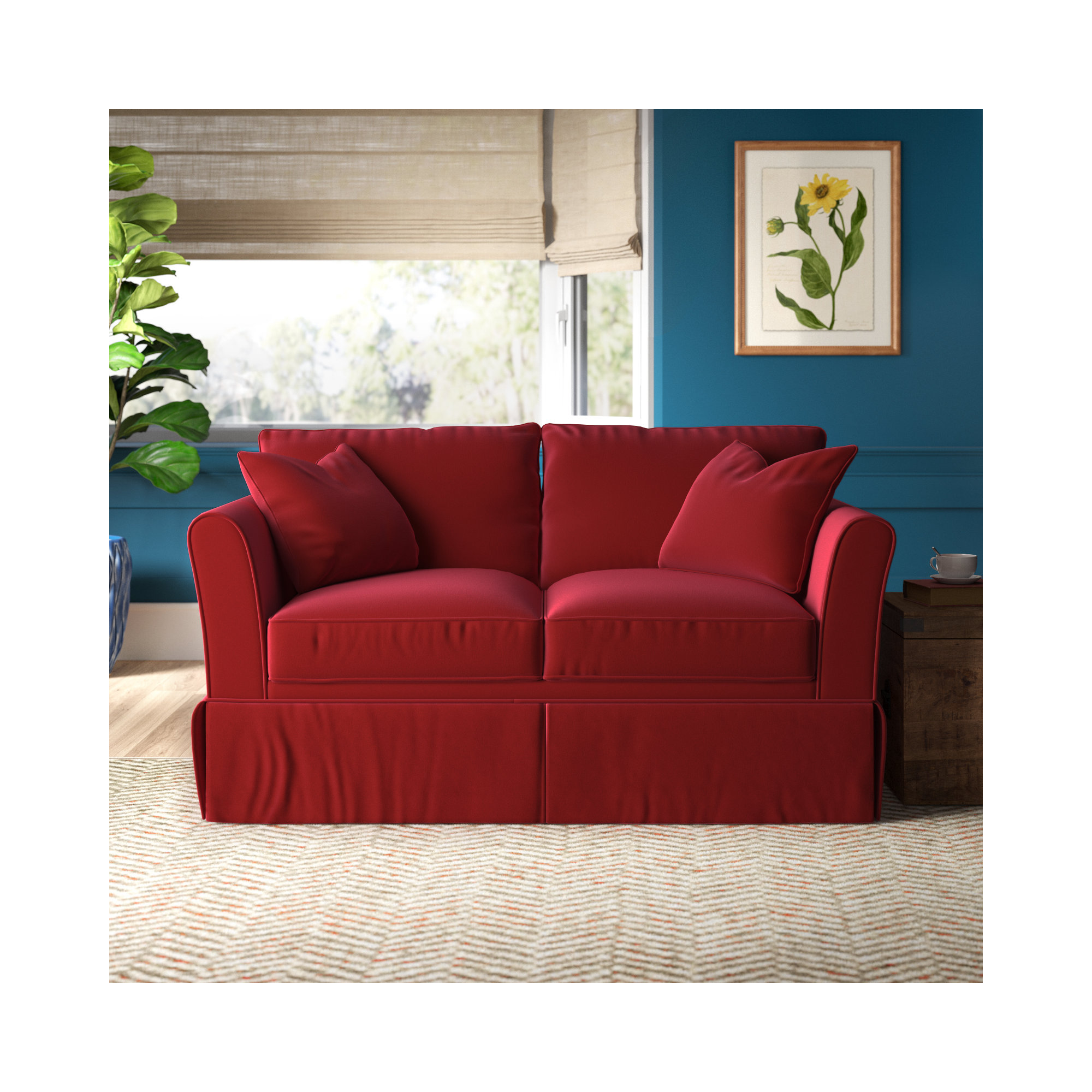 Shelby 60'' Upholstered Loveseat, Bayou Flame Canvas
