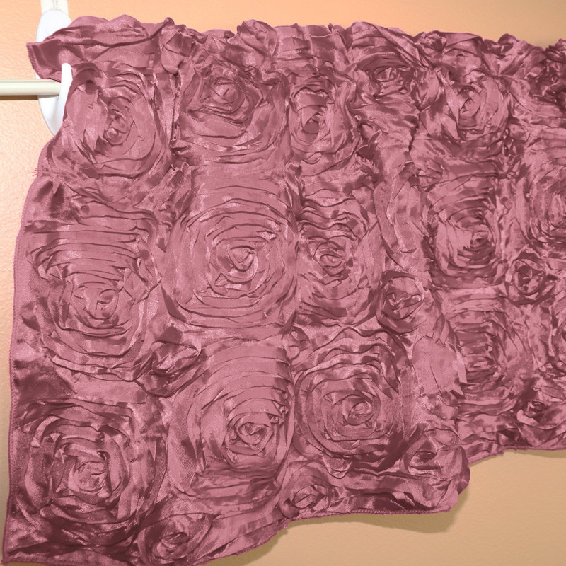 Floral Tailored Window Valance, 54" W x 28" L, Dusty Rose