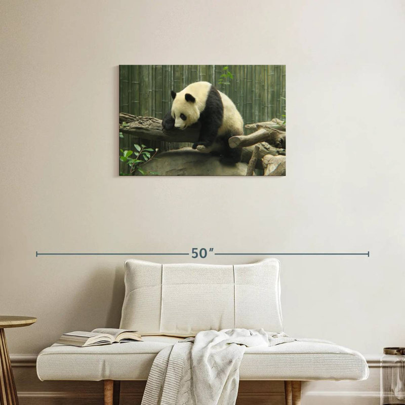 Panda Brampt sur un tronc, H 20 po x l 30 po