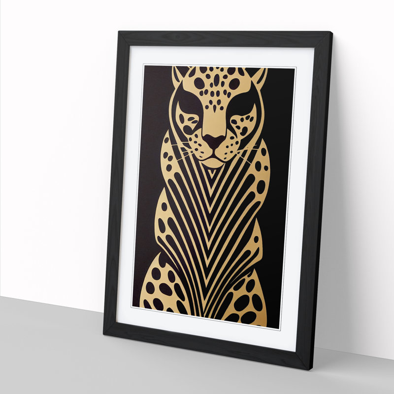 Leopard Art Deco Vol.1 - Framed Print, Black, 46cm H x 34cm W x 2cm D