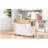 55.5" Fluted Kitchen Island With 2 Drop Leaf, Kitchen Storage Cart With Power Outlet, 4 Doors, Spice Rack, Rolling Island Table With Wood-Grain Top, Curved Edge For Kitchen, Dining Room,White