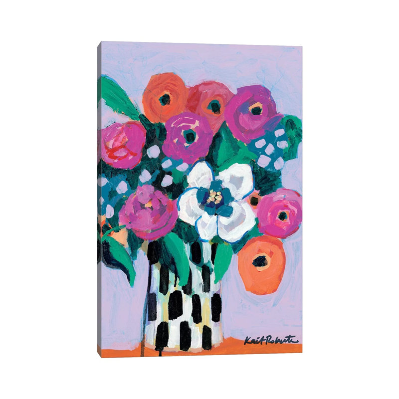 Bouquet sur lilas par Kait Roberts - peinture sur toile tendue, H 40 po x l 26 po x P 1,5 po