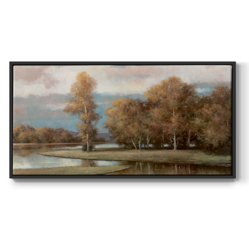Winding River II - Toile tendue avec châssis encadré - Prêt à être accroché, H 21 po x l 41 po, Noir