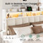 Grand lit avec 2 tiroirs de rangement et tête de lit tapissier, cadre de lit plateforme avec lumières à DEL et station de charge, blanc-1506822101-1506822097